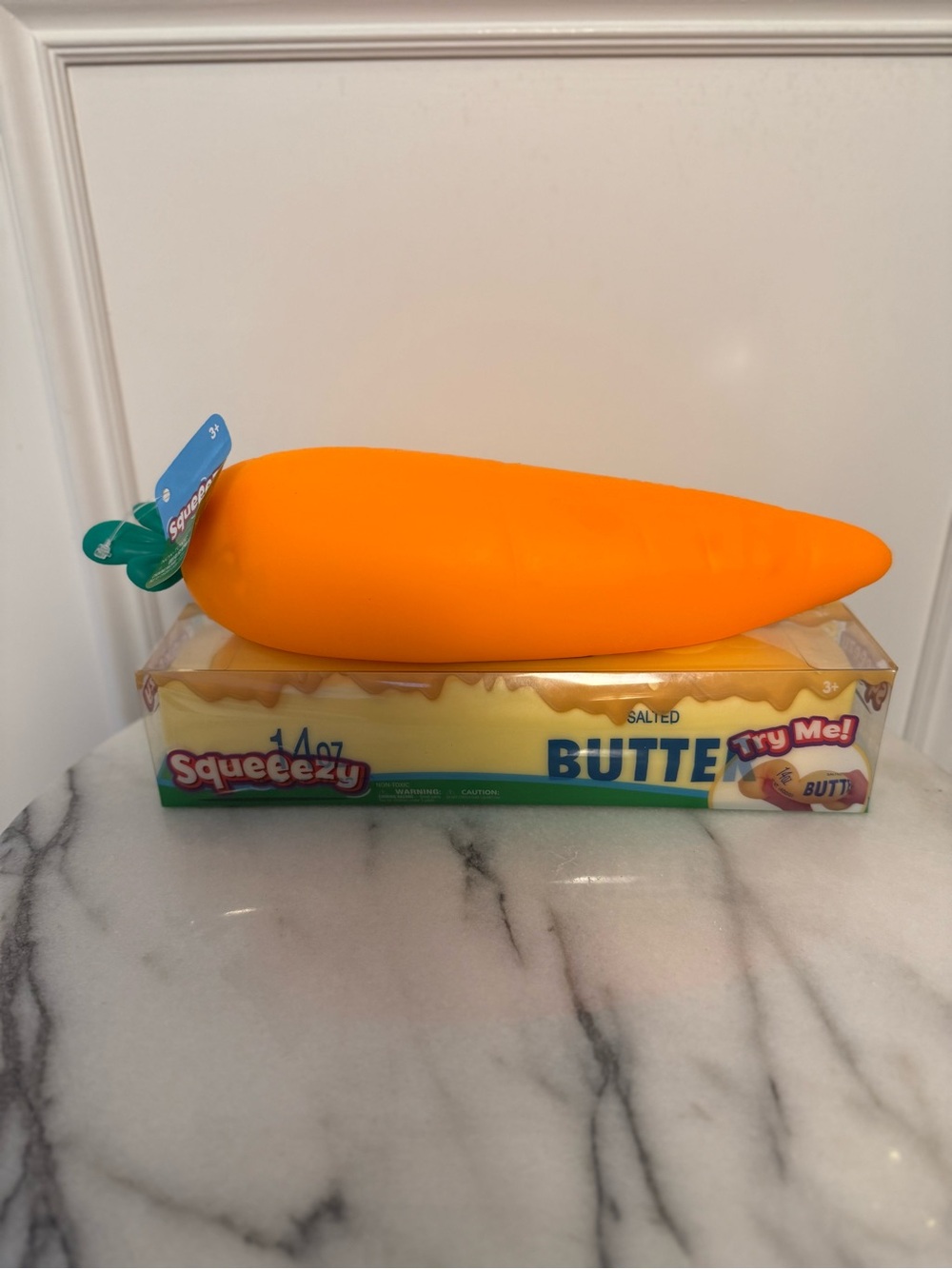 NWT Squeezee Jumbo Butter & Carrot Squishy Set Viral Sensory Toys